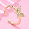 Adjustable Brass Micro Pave Clear Cubic Zirconia Cuff Rings X-RJEW-G096-42G-1