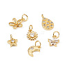 12Pcs 6 Style Brass Micro Pave Cubic Zirconia Charms ZIRC-PJ0001-03-2