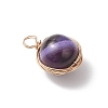 Copper Wire Wrapped Natural Banded Agate(Dyed & Heated) Pendants PALLOY-JF04950-4