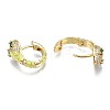 Green Cubic Zirconia Snake Huggie Hoop Earring EJEW-N011-46I-NF-3