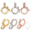 6Pcs 3 Styles Brass Micro Pave Clear Cubic Zirconia Twister Clasps ZIRC-DR0001-02-1