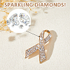 2Pcs Awareness Ribbon Alloy Rhinestone Brooches for for Backpack Clothes JEWB-FH0002-19G-4