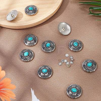 1-Hole Alloy & Cat eye Turquoise Decorative Rivets FIND-GF0004-53A-1