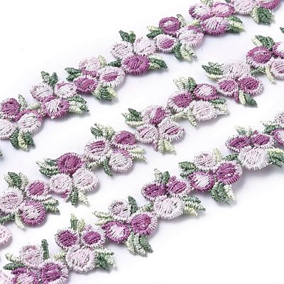 Flower Polyester Trim Ribbon OCOR-WH0057-18G-1