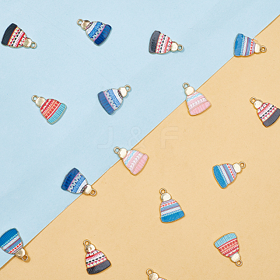 30Pcs 5 Colors Winter Theme Printed Alloy Pendants FIND-SC0019-61-1