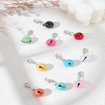 10Pcs 10 Colors Brass Bell Charms Pendant Decorations HJEW-LP0002-60-1