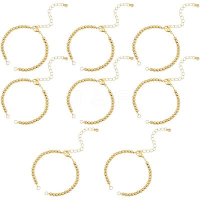8Pcs Half Finished Brass Round Beaded Bracelets AJEW-NB0003-64-1
