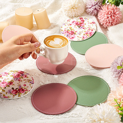 Magibead 8Pcs 4 Styles PU Leather Cup Mats AJEW-MB0001-09B-1