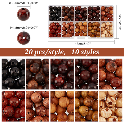 Natural Wood Beads Sets WOOD-PH0002-51-1