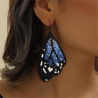 Bohemian Style Green Butterfly Wing Glass Bead Handmade Dangle Earrings CZ4126-1