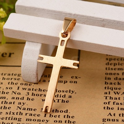 Ion Plating(IP) 304 Stainless Steel Cross Pendants STAS-I035-27A-1