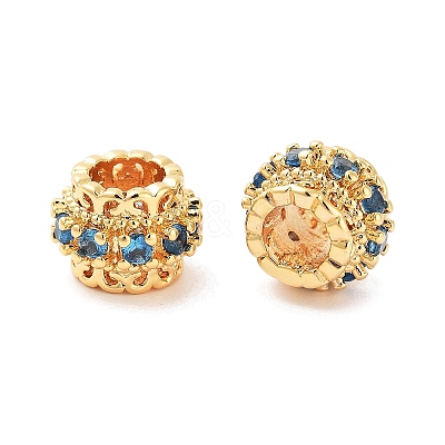 Brass Micro Pave Clear Cubic Zirconia European Beads KK-S394-03B-1
