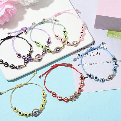 Resin Evil Eye Braided Bead Bracelets for Women BJEW-FS00018-05-1