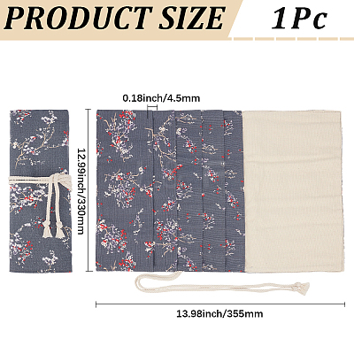 Flower Printed Polyester Cloth Knitting Tools Storage Roll Bags AJEW-WH20054-349B-1