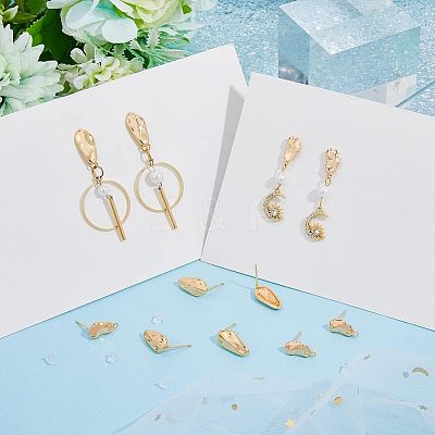 12Pcs 2 Style Brass Stud Earring Findings KK-FH0004-95-1