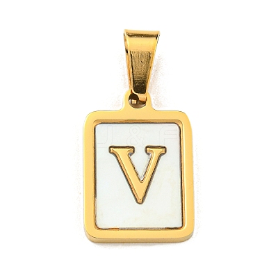 PVD Vacuum Plating 304 Stainless Steel Pave Natural White Shell Pendants STAS-S130-03G-V-1