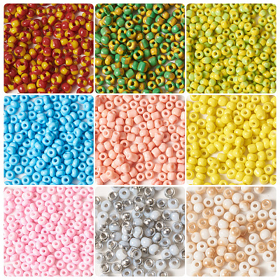 45G 9 Colors Two Tone Opaque Colours Glass Seed Beads SEED-TA0001-22-1