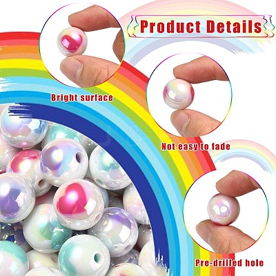 100Pcs Two Tone UV Plating Opaque Acrylic Beads OACR-CJ0001-34-1