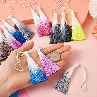 27Pcs 9 Colors Polyester Tassel Big Pendants FIND-SW0001-14-1