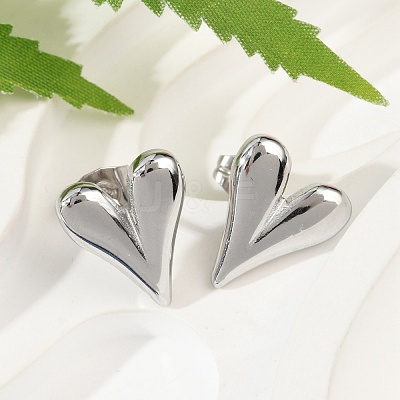Non-Tarnish 304 Stainless Steel Heart Stud Earrings for Women X-EJEW-F300-09P-1