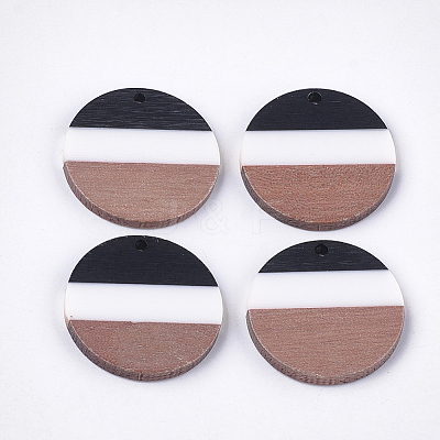 Tri-color Resin & Walnut Wood Pendants RESI-S358-78D-1