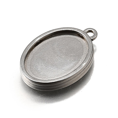 304 Stainless Steel Pendant Cabochon Settings STAS-S181-02P-E-1