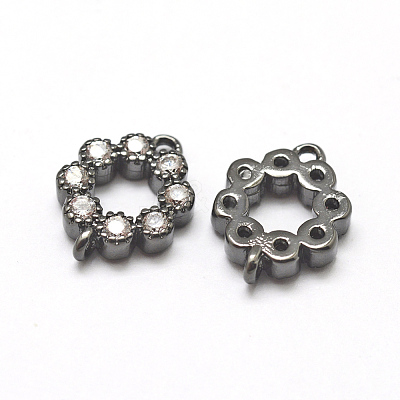 Brass Micro Pave Grade AAA Cubic Zirconia Links ZIRC-P071-14B-NR-1