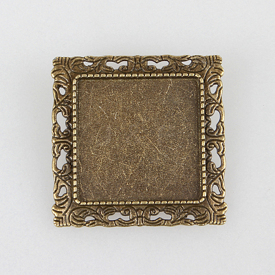 Vintage Alloy Brooch Cabochon Bezel Settings PALLOY-N0085-03AB-NF-1