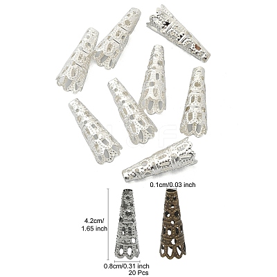 100Pcs 4 Colors Iron Filigree Bead Cones IFIN-YW0003-17-1