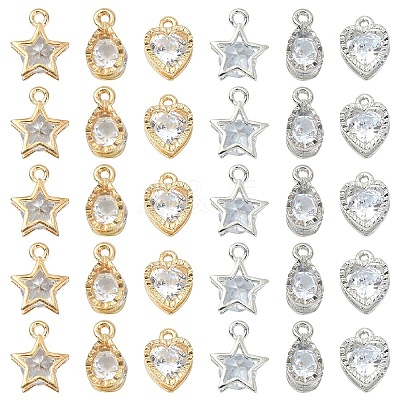 60Pcs 6 STYLES Alloy Charms ZIRC-YW0001-22-1