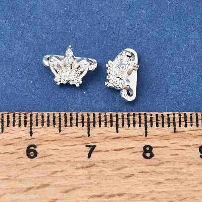Brass Micro Pave Clear Cubic Zirconia 2-Loop Crown Spacer Bars KK-C258-16S-1