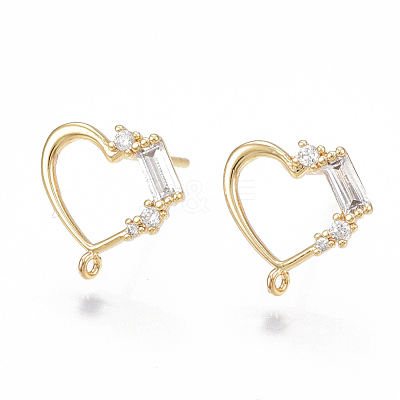 Brass Cubic Zirconia Stud Earring Findings KK-S350-001G-1