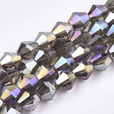 Electroplate Glass Beads Strands EGLA-Q118-6mm-B13-1