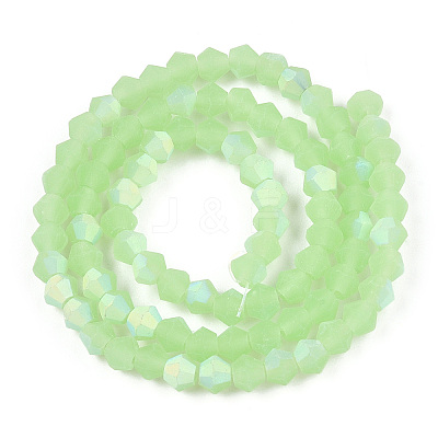 Imitation Jade Bicone Frosted Glass Bead Strands GLAA-F029-JM4mm-A01-1