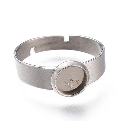 Tarnish Resistant Adjustable 304 Stainless Steel Finger Rings Components STAS-F149-18P-F-1