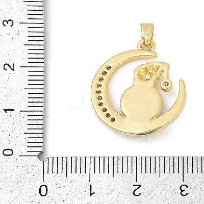 Brass Micro Pave Clear Cubic Zirconia with Glass Pendants KK-G524-01G-03-1