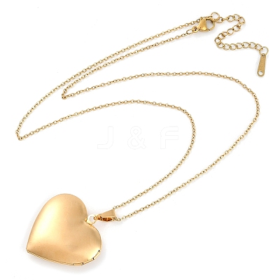 304 Stainless Steel Heart Locket Pendant Cable Chain Necklaces for Women NJEW-M050-04E-G-1