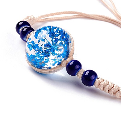 Handmade Dry Pressed Flower Link Bracelet for Girl Women BJEW-C004-01F-1