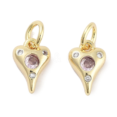 Brass Micro Pave Cubic Zirconia Charms KK-C051-06G-03-1