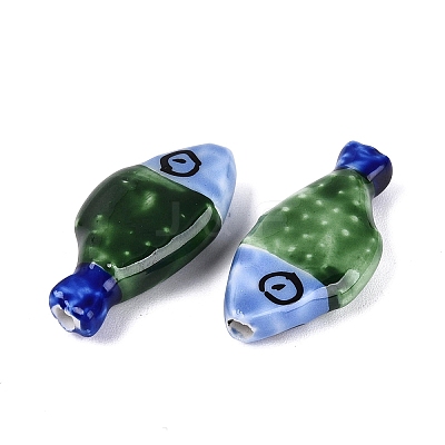 Hand Painted Fish Shaped Porcelain Beads PORC-N013-06F-1