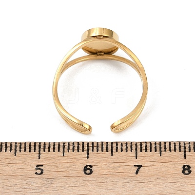 Real 18K Gold Plated 304 Stainless Steel Cuff Ring Components STAS-A191-12B-G-1