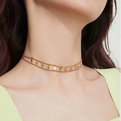 Rhombus Hollow Diamond 304 Stainless Steel Choker Necklaces FS-WGEDF7A-01-1