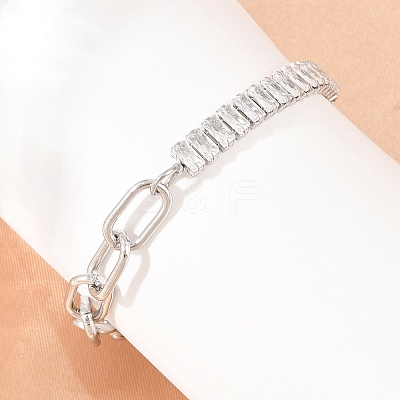304 Stainless Steel Pave Clear Cubic Zirconia Link Bracelets BJEW-D460-10P-1