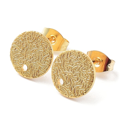 201 Stainless Steel Flat Round Stud Earring Findings X-STAS-K259-18C-G-1