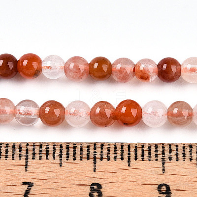 Natural Red Hematoid Quartz Beads Strands G-T140-4mm-01-1
