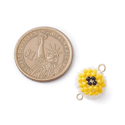 Halloween Glass Peal & Glass Seed Beaded Round Eye Links Connector Charms PALLOY-MZ00948-03-1