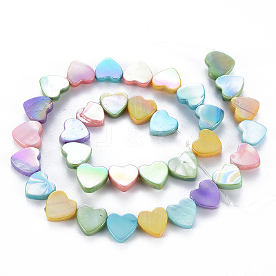 Electroplated Natural Freshwater Shell Beads Strands X-SHEL-N026-170-1