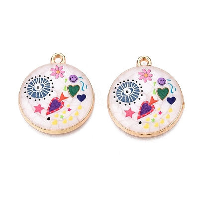 Printed Rack Plating Alloy Enamel Pendants ENAM-T020-02A-1