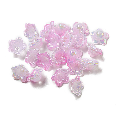 Iridescent Acrylic Bead Caps OACR-C021-08G-1