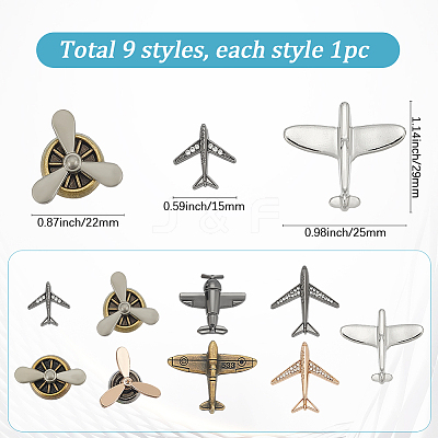9Pcs 9 Styles Alloy Lapel Pin Backs for Backpack Clothes JEWB-SC0001-88-1